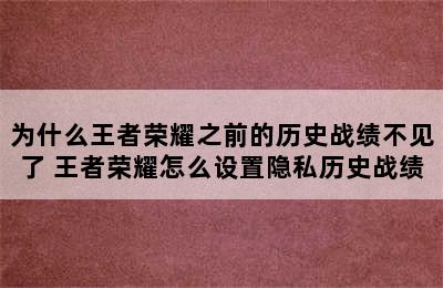 为什么王者荣耀之前的历史战绩不见了 王者荣耀怎么设置隐私历史战绩